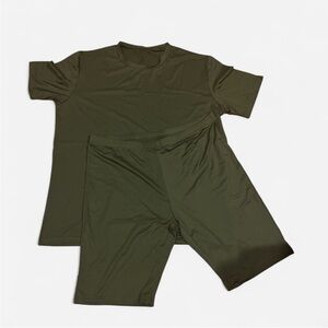 Olive Green T-Shirt and Shorts Set